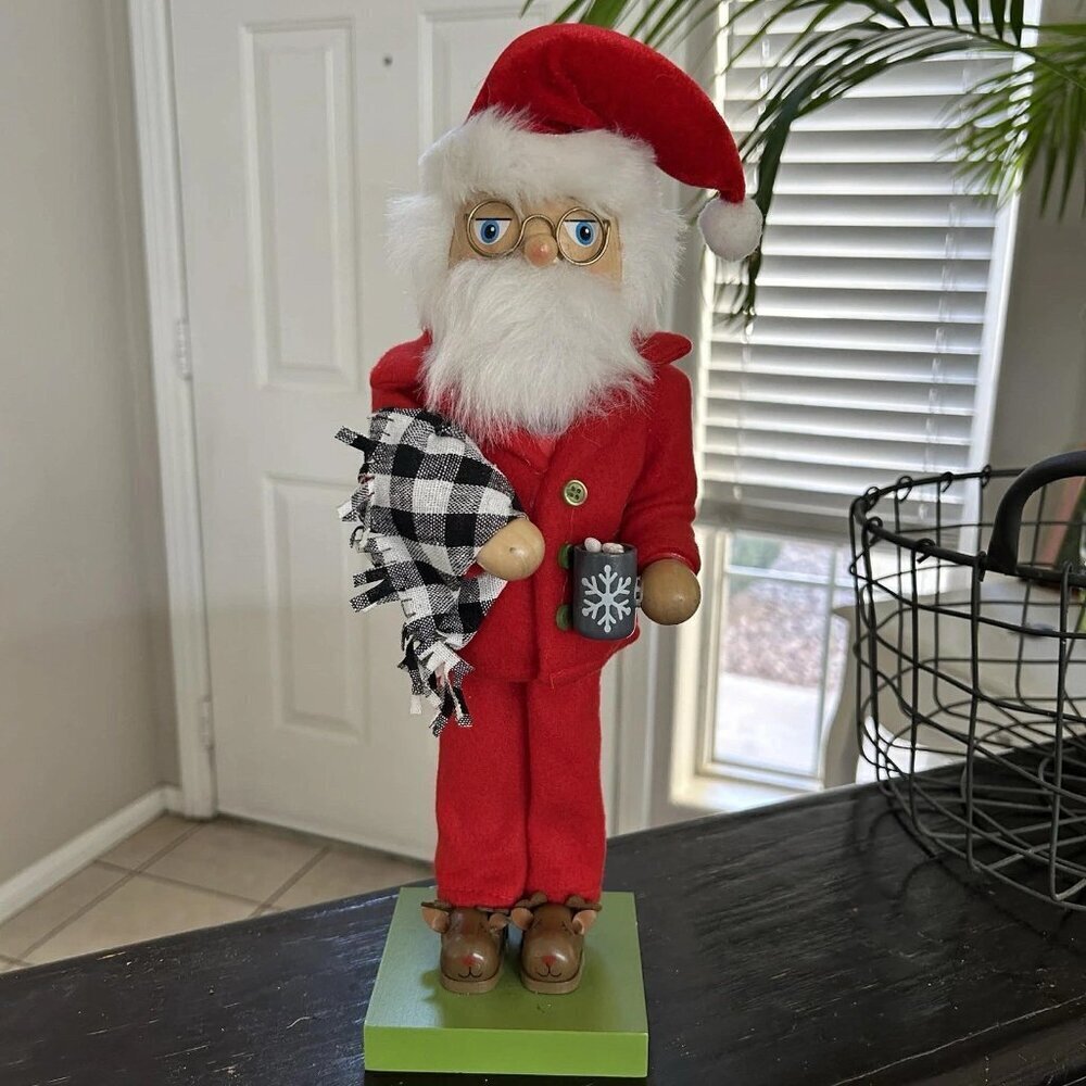 FUNPENY 14" Wooden Santa Claus Nutcracker Holiday Decor